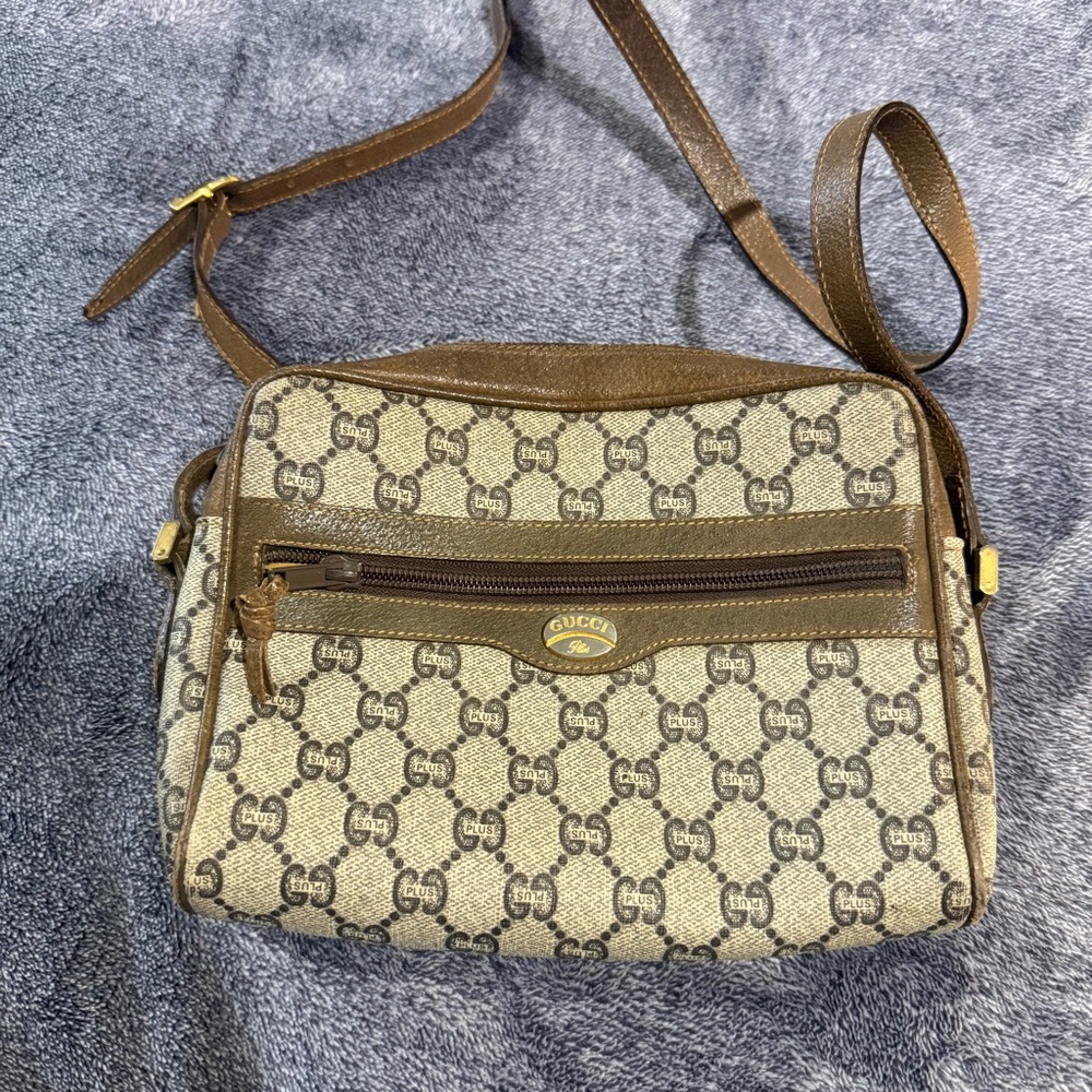 Gucci Beige and Brown Logo Crossbody Bag